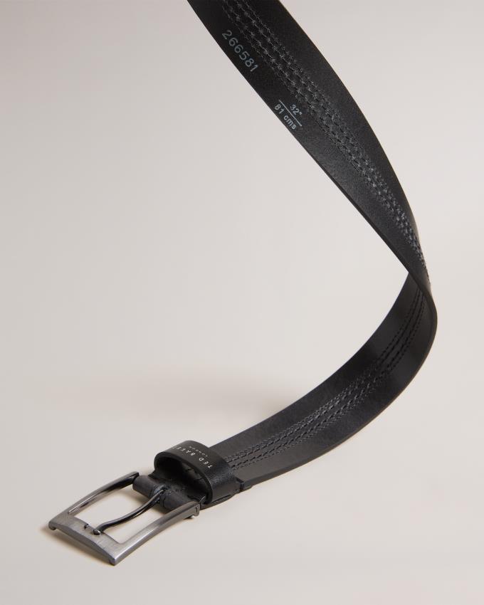 Ceinture Ted Baker Stitch Detail Leather Noir Homme | XKU-62996688